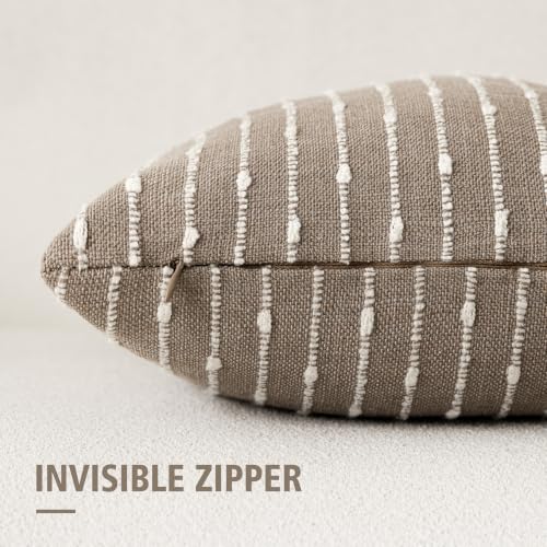 Foindtower Decorative Striped Boucle Throw Pillow Covers 18x18 Taupe Gray - color: Taupe Gray, size: 18" x 18" (Pack of 2)