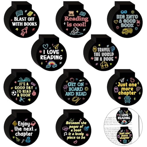 AmazingSpark 50 Pcs Magnetic Bookmarks for Reading, Chalk Drawing - style: Chalk Drawing