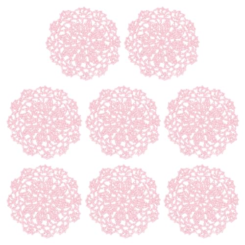 uxcell Fabric Coasters, 8pcs 4" - Cotton Woven Crochet Doilies, Lace Embroidery Cup Mat with Floral Pattern for Wedding Party Decoration (Light Pink) - color: Light Pink