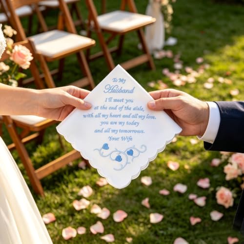 Wedding Handkerchiefs Something Blue Gifts for Bride & Groom - color: Groom Gift from Bride