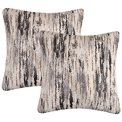 Yeiotsy Pack of 2 Nordic Style Decorative Throw Pillow Covers for Sofa Bed Card Chair Geometric Cushion Cases Jacquard Chenille (Grey Stripes, 18 X 18 Inches) - color: Grey Stripes