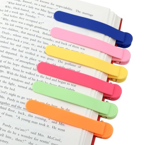 SMUK 6 Pieces Book Page Markers, Unique Silicone Automatic Bookmarks for Women Reading Lovers Men Kids, Book Page Holder Markers Clip Book Marks Reading Accessories Gifts - color: 1 Blue+1 Green+ 1 Yellow+1 Red+1 Orange+1 Pink