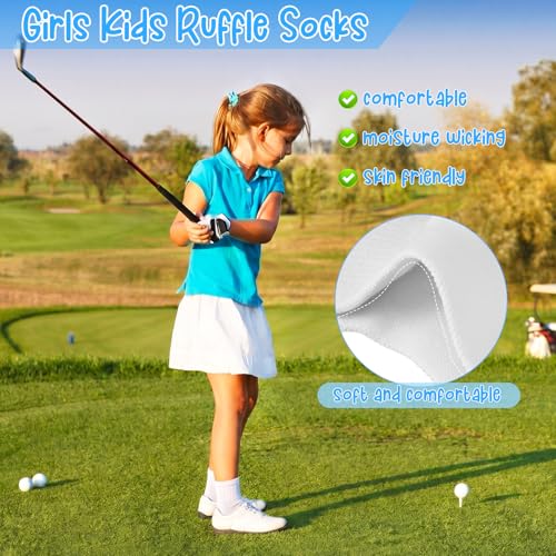 8 Pairs Girls Ruffle Crew Socks, Cute Frilly Soft Cotton Socks - color: White, size: 3-5T