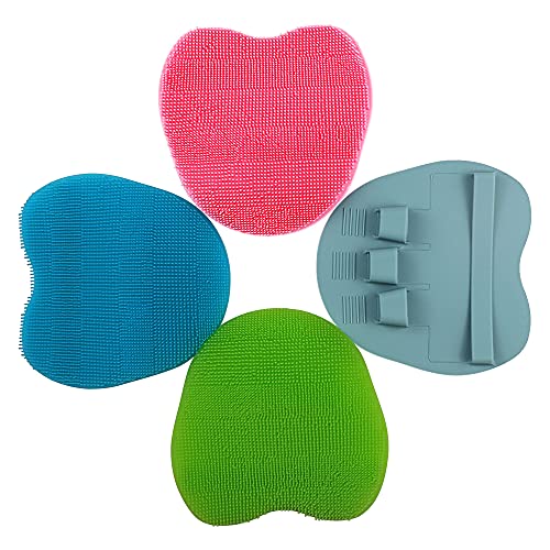 4 Pack Soft Silicone Shower Brush, Body Exfoliating Skin Massage Scrubber, Dry Skin Brushing Glove Loofah, Fit for Sensitive and All Kinds of Skin (4 Pack-GN2) - color: 4 Pack-gn2