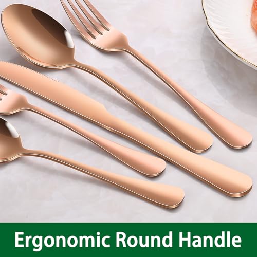 Rose Gold Tea Spoon Set Of 8, 6.7 Inch Stainless Steel Dessert Spoons, Copper Coffee Spoons Set, Metal Silverware Small Spoons For Kitchen - color: Rose Gold