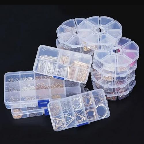 1pcs Adjustable 1-24 Grids Compartment Jewelry Box Transparent Plastic Storage Boxes Container Earring Organizer Case (Style3) - color: Style3