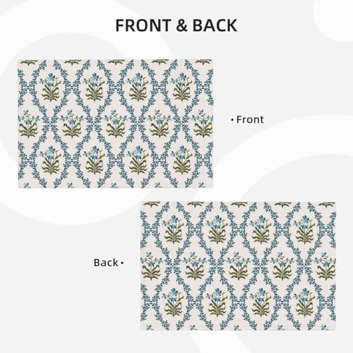 Vintage Boho Easter Floral Placemats Set of 6 12x18 Inch - color: Turquoise, size: Set of 6