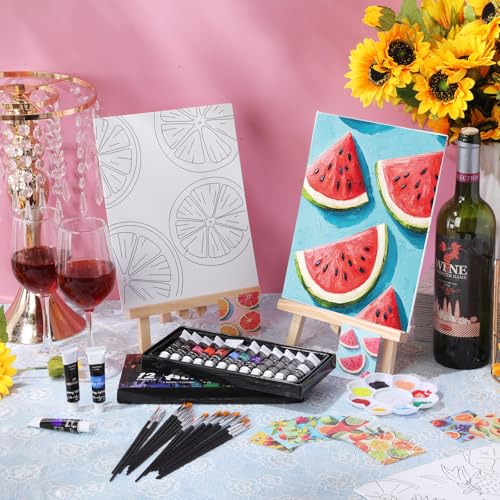 Sherr 24 Pcs Pre Drawn Canvas for Adult, Fruit, 8 x 10 Inch - size: 8 x 10 Inch, style: Fruit
