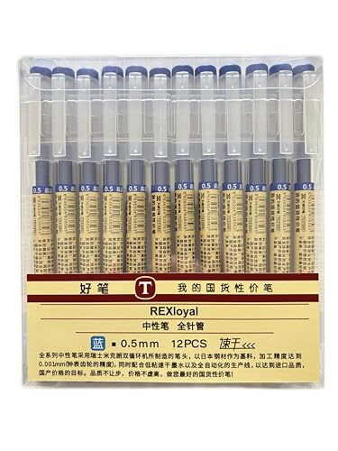 12 Pcs 0.5mm Blue Gel Ink Pen Japanese Stationery Extra Fine Chinese Ballpoint Pen for Office School Korean Stationery Supply - color: 12Count-Blue Ink-0.5mm