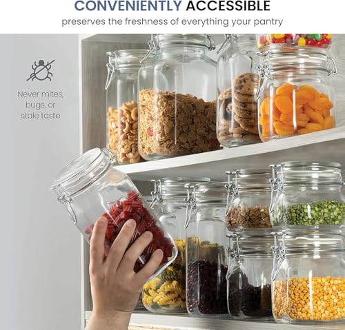 Bormioli Rocco Fido Squared Wide Mouth Glass Jar with Airtight Gasket Clamp Lid for Canning and Food Storage, Clear Top, 67.75 oz. - color: Clear Top, size: 67.75 fl oz