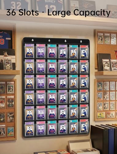 NiHome 36 Slot Graded Card Display Case - Sports Card Wall Frame, PVC Black