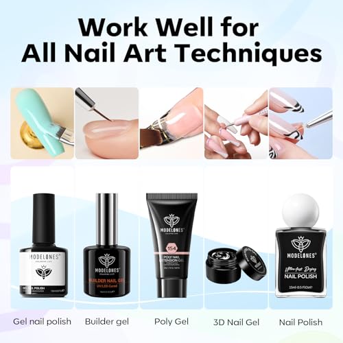 Modelones Nail Art Brushes, Gel Polish Liner Clean up Carving Dotting Tools