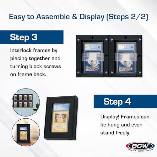 BCW Interlocking Card Frames - Black | Interlocking Frames Ideal for Collectibles, Trading Cards, and Memorabilia | Wall Display Frame (Graded Cards - 8 Pack) - style: Graded Interlocking Frames