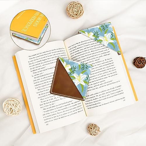 Personalized Leather Bookmarks, Fun & Cute Book Accessories for Reading Lovers, Unbreakable Page Markers for Women Men Girls Boys Student Teacher Kids Retirement Birthday Gifts (White Lily) - color: White Lily