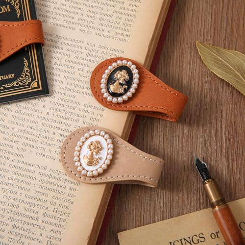 2PCS Vintage Magnetic Leather Bookmark, Leather Magnetic Bookmarks for Women, Magnetic PU Bookmarks Clip Book Accessories, Gold Portrait - style: Gold Portrait
