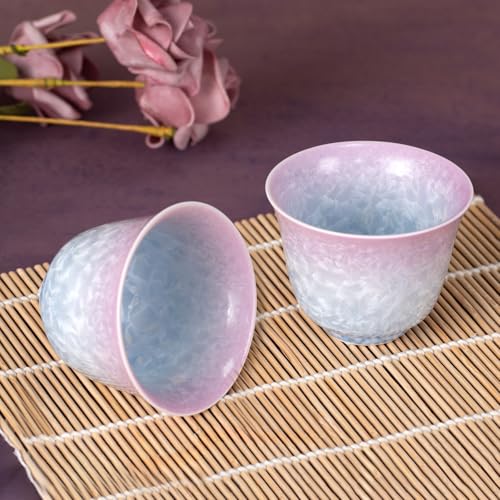 KAMMAK Japanese Tea Cups, 3.4 Oz Small Handmade Ceramic Teacups, Set of 2 - style: GN03