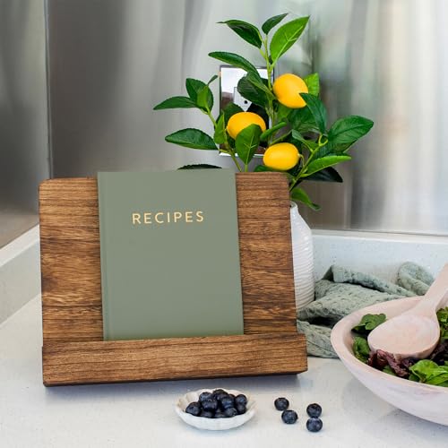 Beautiful Cookbook Stand for Your Kitchen Counter - Solid Wood, Fits iPad