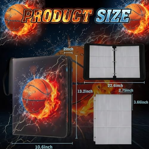 Card Binder 9 Pocket, Basketball, 900 Cards, PU Leather - color: Basketball