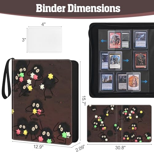 Top Loader Binder, 9-Pocket Trading Card Album, Holds 360 Top Loaders - color: Brown Star Fuzzball