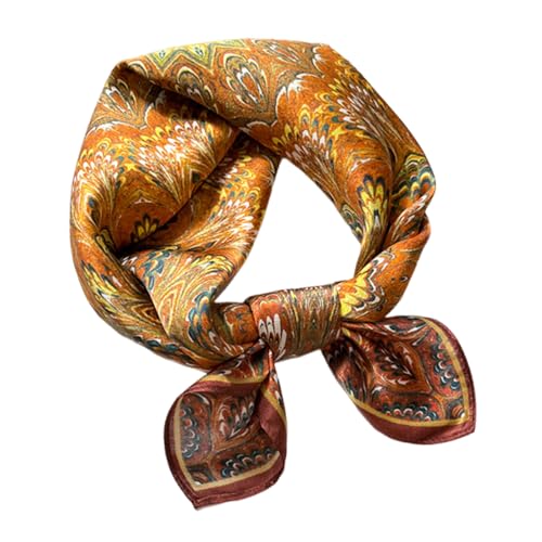100% Mulberry Silk Neck Scarf for Women Square Neckerchief – 21 inch - color: Copper