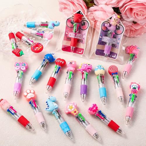 30 Pack Valentines Fun Pens with Cards Cute Multicolor 4-in-1 Gift Pens - style: Valentines Cards-30pcs