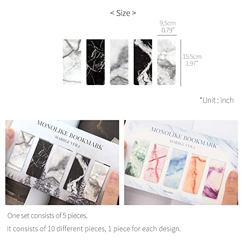Monolike Magnetic Bookmarks Marble ver.1 + ver.2, 10 Pieces - color: Marble Ver.1 + Ver.2