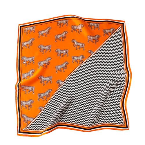 100% Mulberry Silk Neck Scarf for Women Square Neckerchief – 21 inch - color: Orange