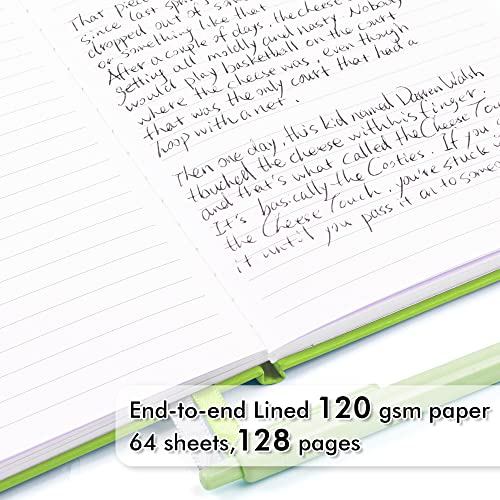 feela 24 Pack Journal Notebook Bulk for Work, Business Notebook Hardcover Lined Writing Journal with Pen Holder for Men Women Note Taking, with 24 Black Pens, 120 GSM, 5.1”x8.3”, A5, Green - color: 24 Green