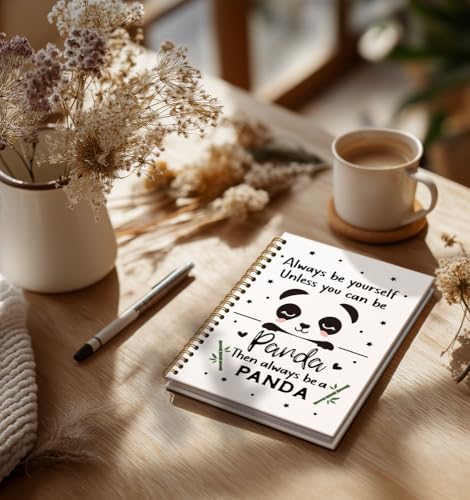 Panda Notebooks For Women-Cute Journal For Pandas lover Men Friends Girls Gifts,Always Be Yourself College Ruled Lined Gold Spiral Bound Hardcover,Classroom Office Supplies,5.8"x8.3" - color: Be a panda