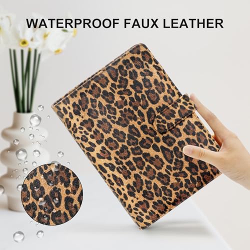 Convend A5/A6 Refillable 6 Ring Faux Leather Binder Cover (Leopard) - color: Leopard Texture, size: Luxe-A5