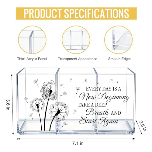 Every Day Is a New Beginning Acrylic Pen Holder 3 Compartments - color: Transparent054