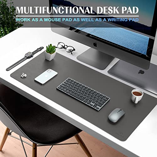 K KNODEL Small Office Desk Mat, Leather Mouse Pad (23.6"x13.8", Dark Gray) - color: Dark Gray, size: 23.6" x 13.8"