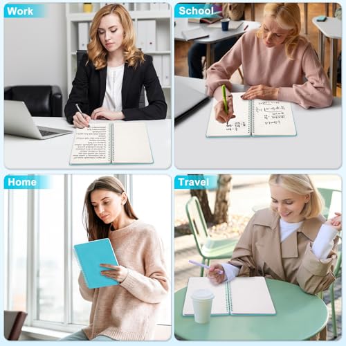 Lined Spiral Notebook for Women, A5 College Ruled Leather Spiral Journals - color: Light Blue, size: A5