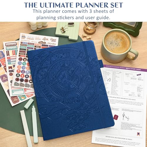 Legend Planner Undated, Weekly & Daily Goal Journal, A4 Mystic Blue - color: Mystic Blue (Undated), size: A4 (8.2'' x 11'')