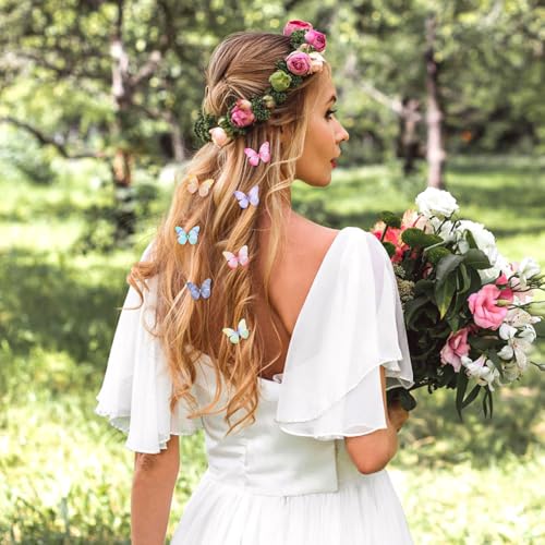 20Pcs Butterfly Hair Clips for Women Moving Glitter Butterfly Clip Fairy Accessories Green - color: Green