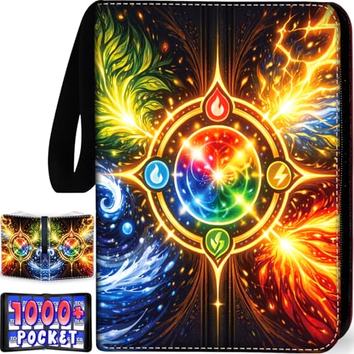 1008 Cards 9 Pocket Trading Card Binder, 3-Ring Trading Card Binder with 56 Page Removable Sleeves, High Storage Waterproof Trading Card Holder Collection Double Sided Card Album for MTG TCG Cards