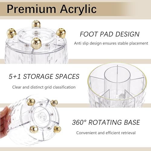 Gold Desk Accessories, Office Desk Organizers and Accessories 360°Pen Holder Acrylic Stapler Set, Phone Holder, Ballpoint Pen, Scissor, Binder Clips, Ruler, Transparent Glue, Sticky Note and Staples. - color: Gold