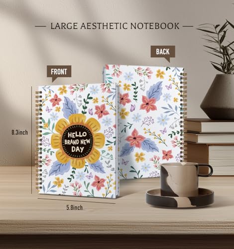 Notebooks Journal For Women-Floral Cute Notebook For Men Friends Gifts On Birthday Christmas Mother's Day,Heart Inspirational Notebook College Ruled Lined Gold Spiral Bound Hardcover,5.8"x8.3" - color: New day