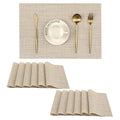 Leetaltree Woven Vinyl Beige Placemats Set of 12, Linen Look & Easy to Clean - color: Beige, size: Set of 12