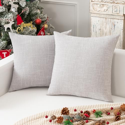 Kevin Textile Decor Pillow Cover Star Faux Linen Cushion Case with Hidden Zipper for Sofa/Chair/Couch, 2 Pcs, 16"x16", Grey White - color: Grey White, size: 16" x 16" (Pack of 2)