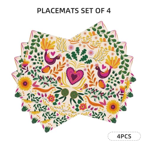 Mexico Cinco De Mayo Placemats Set of 4 12x18 Inch - color: Deep Magenta, size: Set of 4