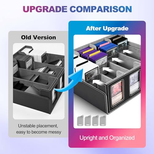 UAONO 4-Row 3000+ Trading Card Storage Box with Commander Display - color: Black&Gray, size: 4-row