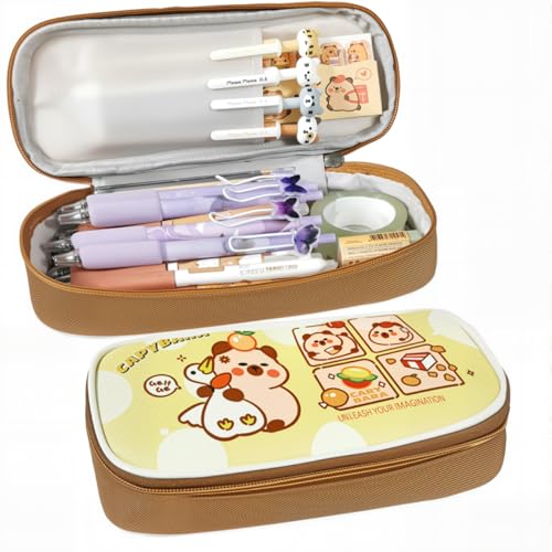 Capybara Pencil Case, Large Kawaii Pen Pouch for School and Office - style: Goose Capybara