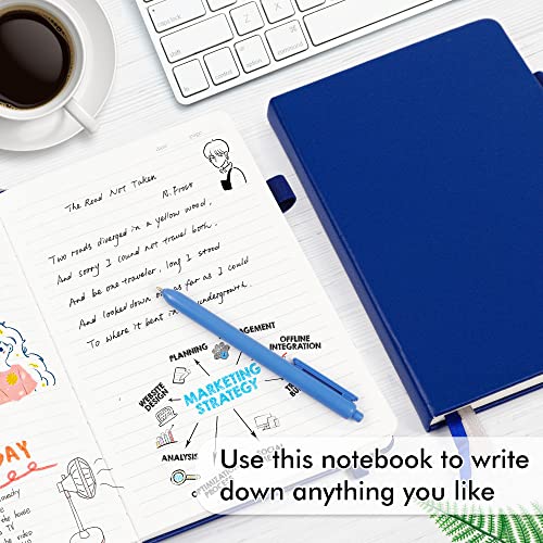 feela 24 Pack Journal Notebook for Work, Business Notebook Bulk Hardcover Lined Writing Journal with Pen Holder for Men Women Note Taking, with 24 Black Pens, 120 GSM, 5.1”x8.3”, A5, Navy - color: 24 Pack navy