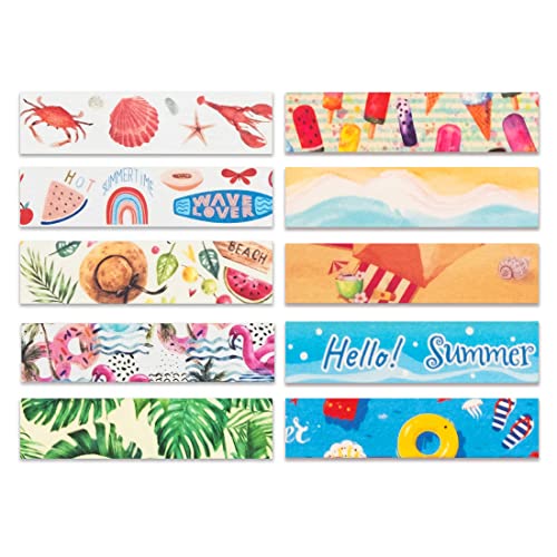 YUBBAEX 10 Rolls Four Seasons Washi Tape Set Beach Ice Cream Masking Decorative Tapes (Summer) - color: Summer