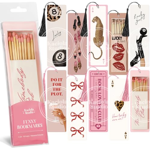 Kaciola Studio 10 PCS Sassy Bookmarks, Funny Bookmarks for Women, Double Sided Lucky Booklover Gifts, Cute Gifts for Romance Reader Friends Girls - color: Sassy