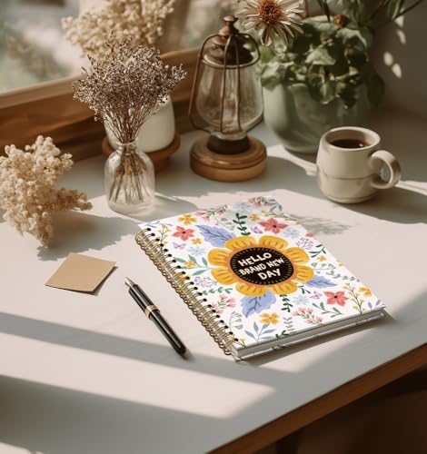 Notebooks Journal For Women-Floral Cute Notebook For Men Friends Gifts On Birthday Christmas Mother's Day,Heart Inspirational Notebook College Ruled Lined Gold Spiral Bound Hardcover,5.8"x8.3" - color: New day