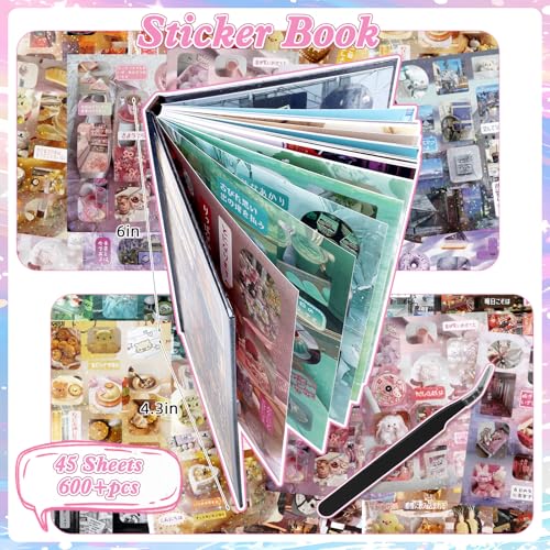 600Pcs Japanese Sticker Book for Journaling Adult, Cute Scrapbook Stickers - style: Db 45 Sheet Old Dream