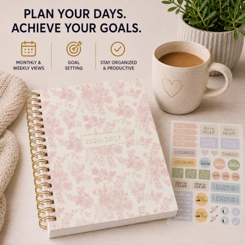 WORLD TRAVELER Academic Planner School Organizer Jul 2026-Dec 2027, 7"x9" - color: Pink Roses