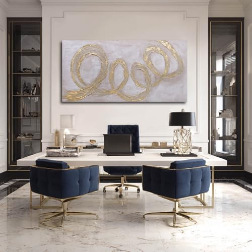 Ocevarin Abstract Wall Art Gold Line Art Prints Modern Minimalist Wall Decor for Living Room Neutral Posters for Dining Room Bedroom 24"x 48" - color: Golden Circle, size: 48"L x 24"W